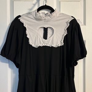 Hot Topic Black and White Heart Cutout Dress